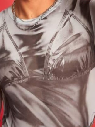 Men's Digital Print Tight Fitting Long Sleeve Bodysuit